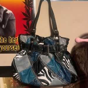 Stylish Black and Gray Patchwork Women's Bag